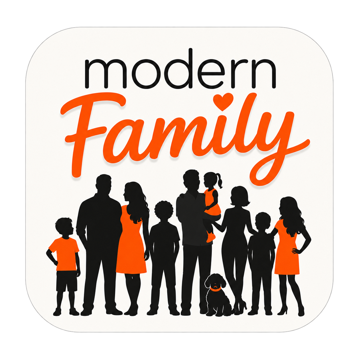 Modern Family trivia quizzes Random icon featuring the series logo and family silhouettes.